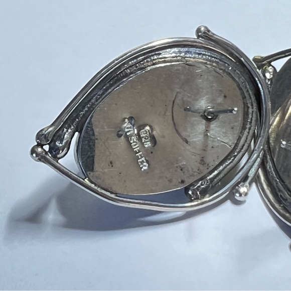 Vintage Sterling Silver and Peacock Mabe Pearl  Post earrings -Rare  Avi Soffer - Picture 12 of 14